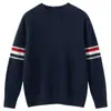 Tricô Infantil Gola Redonda Lã Pura Manga Longa Feminino 2025 Outono e Inverno Nova Cor Combinada Camisa Térmica para Meninos e Meninas