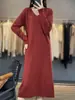 Vestido Largo Bordado Vintage 2026 Otoño e Invierno Nuevo Estilo 100% Lana Cuello en V Adelgazante y Favorecedor para la Figura Vestido Largo de Punto para Mujer