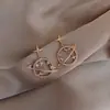 Brincos de Planeta Vazado com Diamante Inlaid de Agulha de Prata Estilo Coreano Doce Moda Brincos de Alto Padrão Exquisitos Nicho Brincos da Moda