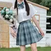 Uniforme jk falda otoño básico conjunto completo de falda a cuadros camisa manga corta corbata de lazo conjunto completo de estilo universitario japonés