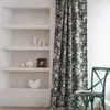Cortinas Yimanqiyun en Jacquard de Flor Chenilla Verde Oscuro Cortinas Semi-Opacas Recortadas Engrosadas Cocina Sala de Estar