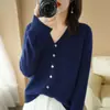 Comercio exterior transfronterizo, nueva colección primavera/otoño: Cárdigan de punto de manga larga, liso, suave y cómodo, con cuello en V, elegante prenda exterior lisa para mujer