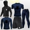 Traje deportivo de fitness transfronterizo para hombre, para correr, entrenar, primavera y verano, de secado rápido, muy elástico, ajustado, para correr por la mañana y por la noche, para baloncesto.
