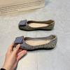 Mocassins de Cetim de Alta Qualidade Estilo Francês com Solado Macio Sapatos de Fada Primavera e Verão Novo Brisa Suave da Noite Sapatos Baixos de Bico Quadrado