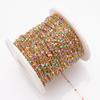 Aço inoxidável cor gota corrente plana cruz esmalte clipe cadeia de contas 18K ouro chapeado pulseira tornozeleira colar diy