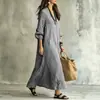 Vestido largo estampado estilo europeo y americano para Amazon transfronterizo con cuello en V, mangas de farol de tres cuartos, corte holgado, vestido casual hasta la rodilla