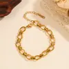 Pulsera 100 Europea y Americana Acero de Titanio Color Oro de 18k Libre de Color para Mujer Simple Versátil Elegante Ins Moda Personalizada Joyería de Mano