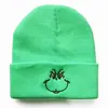 Animación Cartoon Europea y Americana Monstruo de Pelo Verde Grinch Gorro de Punto Bordado Suéter Gorro Cálido Hip-Hop Gorro de Lana