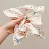 Pañuelo cuadrado grande con estampado floral pequeño, scrunchie para mujer, diadema elástica, accesorio para el cabello con un estilo coreano de alta gama