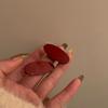 Horquilla Ovalada Roja de Año Nuevo Clip para Flequillo Lateral Retro Blanco Lindo Clip Pequeño de Pico de Pato Accesorios Simples para el Cabello