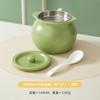 Pote de Banha Cerâmico com Duas Alças, Tampa e Filtro Estilo Creme Doméstico Resistente a Altas Temperaturas Novo Chinoiserie Pote de Temperos com Armazenamento para Colher