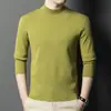 Suéter de Otoño 2024 Nuevo de Cuello Alto Casual Color Sólido Ropa Exterior Suéter Fino de Imitación Tencel Camisa Base de Punto