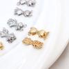 Fivela de duas fileiras escovada com zircônia incrustada em ouro 18K fecho de conexão para colar de pérolas DIY caseiro material de joalheria