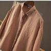 Pedido de exportación de comercio exterior Camisa casual de manga larga con cuello de punta y tapeta oscura plisada francesa, de lujo ligero, adelgazante, de ramio puro, para mujer