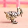 Pieza de Artesanía Sólida Vintage de Ganso y Pato para Tocar el Arco de Latón Puro para Decoración del Hogar, Mascota de Té de Escritorio y Adorno