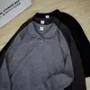 Camiseta de Manga Larga de Color Sólido con Textura de Primavera para Hombre, Estilo Casual Holgado Retro Relajado, Top Versátil de Moda