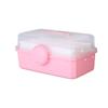 Caixa Giratória Rosa de Três Camadas para Crianças, Estudantes e Meninas, Caixa de Armazenamento de Grampos de Cabelo Guka, Caixa Portátil Camadas e Empilhável