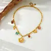 Moda Estilo Coreano Personalidad Creativa Vintage Colorido Transparente Multielemento Accesorios Flor Dorada Chapada Cadena Collar