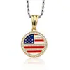 Pingente Forma de Coração Gota d'água Cruz Bandeira Americana Cobre Zircônia Personalizado Versátil Colar Colar Bandeira Americana