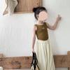 Colete de Verão para Meninas Alcinha Bebê Estiloso Personalidade Infantil Tendência Marca Estilo Coreano Laço Costas Nu Irregular Vela