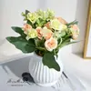 Mini bonsái de rosa para decoración de interiores del hogar, flores artificiales creativas, accesorios de fotografía, arreglo floral creativo para mesa de sala de estar