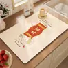 Alfombrilla escurridora de cocina de tierra de diatomeas, alfombrilla absorbente para encimera, antideslizante, aislamiento térmico, absorbente de aceite, limpiable, no lavable, alfombrilla para platos, alfombrilla para comedor doméstico