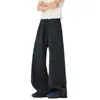 Pantalones de cuadros para hombre y mujer, nuevo estilo de verano, cordón americano elástico de cintura alta, holgados, con caída, rectos, de pierna ancha