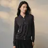 Suéter Feminino de Caxemira 100% Caxemira Pura Novo Estilo Primavera e Outono Malha Fina 68s Cardigã Peça de Sobrepor