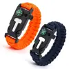 Bússola Cinco em Um para Exterior Pederneira Apito Pulseira de Sobrevivência para Fuga Multiuso Pulseira de Paracord de Sobrevivência de Emergência