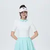 Conjunto Esportivo Casual de Golfe Tênis Feminino Primavera/Verão Manga Curta Gola Polo Slim Fit Listrado