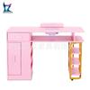 Vendas Diretas da Fábrica de Origem: Mesa de Manicure Rosa com Aspirador, Almofada de Mão, Suporte Banhado a Ouro e Bancada de Trabalho com Armazenamento Multicamadas