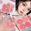 Suministro Transfronterizo Helado Rubor Cuatro Colores Mate Baja Saturación Rouge Todo en Uno Durazno Natural Nude Maquillaje