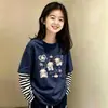 Camiseta de Manga Larga para Niña 2026 Estilo Nuevo para Niños Medianos y Mayores Elegante Top de Dos Piezas Falsas para Primavera y Otoño Algodón Puro Ropa de Otoño Capa Base