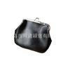 Bolsa para monedas de 4 pulgadas, cuero PU negro, se siente bien, fondo redondo con forro de poliéster 210 y clip de hierro