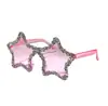 Gafas de Sol Sin Marco de Estrella de Cinco Puntas Incrustadas de Diamantes Transfronterizas Estilo Europeo y Americano Exageradas de Colores Caramelo Gafas para Fiesta y Baile