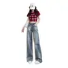 Jeans feminino reto e solto, primavera, outono, inverno 2026 novo modelo, cintura alta, modelador, para baixinhas, perna larga, calça comprida