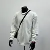 2025 Nova Coleção Outono Marca Americana Tendência Moletom Gola Redonda Patchwork Manga Longa Pulôver Simples Casual Cinza Top para Homens