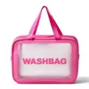Bolsa de tocador y maquillaje rosa Toiletry Bag Bolsa de almacenamiento de viaje Asa portátil Almacenamiento de gran capacidad PVC Juego de tres piezas grande, mediano y pequeño