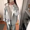 Sudadera con capucha de otoño e invierno talla grande 125 kg estilo coreano casual con estampado de letras para hombre, chaqueta holgada de moda para la calle