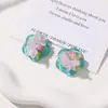 Aretes, pasadores, accesorios de flor de cinco pétalos de gelatina con degradado fresco de dopamina para zapatos, DIY, dulces y lindos, para mujer