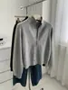 Cárdigan de Punto con Cuello Alto y Cremallera de Origen Transfronterizo para Mujer Otoño Invierno Nuevo Suéter Corto de Manga Larga con Canalé Vertical Abrigo Ropa para Mujer