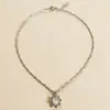"Viento y Lluvia Son Favorables" Collar de Sol Estrella de Ocho Puntas Brillante, Collar de Gota de Agua Transparente y Blanca con Piedra Ojo de Gato Azul Marino para Mujer