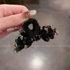 Pinza de Garra de Cristal Negro de Moda Pinza Tiburón de Pedrería de Alta Gama Nuevo Pasador para la Parte Trasera de la Cabeza Half-Up Accesorio para el Cabello para Mujer
