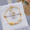 Pulsera Popular de Oro Arena Cepillado con Diamantes Doble Calabaza de Xiaohongshu para Mujer, Nuevo Estilo Chino Pulsera Doble Fu Lu Joyería de Moda