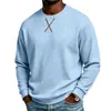 Sudadera Jacquard Texturizada de Cuello Redondo 2026 Costura Decorativa en Forma de X Manga Larga Pulóver Color Sólido Casual Ropa para Hombre
