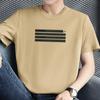 Camiseta de Algodão Puro Manga Curta Moda Masculina Marca de Moda Gola Redonda Roupa Superior Verão Fina Camiseta 100% Algodão Solta Meia-manga Fashionável Versátil