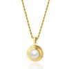 Collar de Perlas con Concha de Corazón Simple Estilo Coreano No se Desvanece Nicho Femenino de Alta Gama Chapado en Oro de 18K Cadena Clavicular