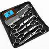 Tijeras de Tornillo Nepperson Negras de Alta Calidad de 7.0 pulgadas, Juego de 4 Piezas, 3 Piezas, 5 Piezas para Peluquería de Mascotas, Tijeras Rectas, Set de Espina de Pescado
