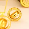 Nuevo Collar Brújula con Incrustaciones de Diamante Estilo Chino Vietnamita Oro Arena Método Antiguo para Mujer, Colgante Hueco Estilo Chino Vintage, Suministro para Transmisión en Vivo