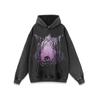 Sudadera con capucha estampada Kuso estilo americano, lavada, aspecto viejo, para hombre y mujer, vibra anticuada, perezosa, manga larga, con capucha